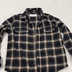 Boys Old Navy Black and Tan Flannel Plaid Shirt size M (8)